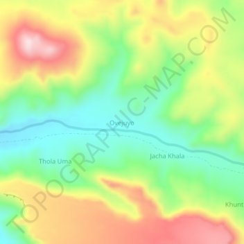 Mapa topográfico Ovejuyo, altitud, relieve