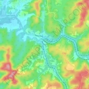 Mapa topográfico Surveyor, altitud, relieve