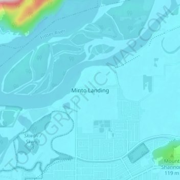 Mapa topográfico Minto Landing, altitud, relieve