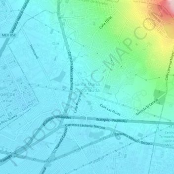 Mapa topográfico Santa Maria Chiconautla, altitud, relieve