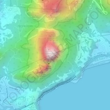 Mapa topográfico Pedra da Gávea, altitud, relieve