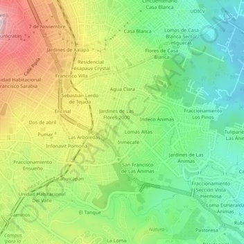 Mapa topográfico Badillo, altitud, relieve