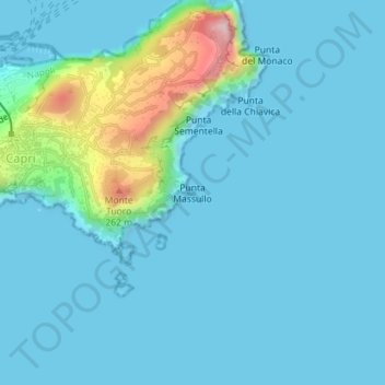Mapa topográfico Punta Massullo, altitud, relieve