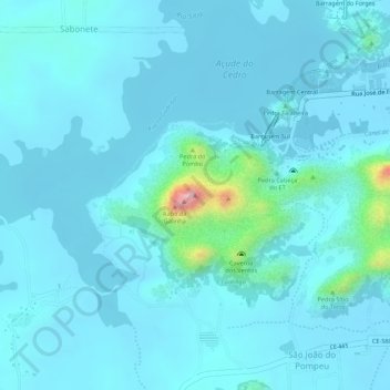 Mapa topográfico Cabeça da Galinha Choca, altitud, relieve