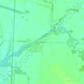 Mapa topográfico River Canard, altitud, relieve