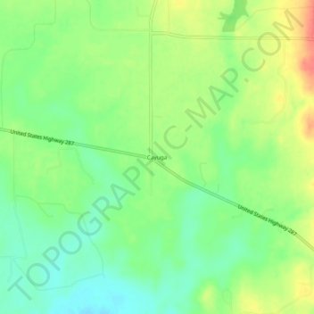 Mapa topográfico Cayuga, altitud, relieve