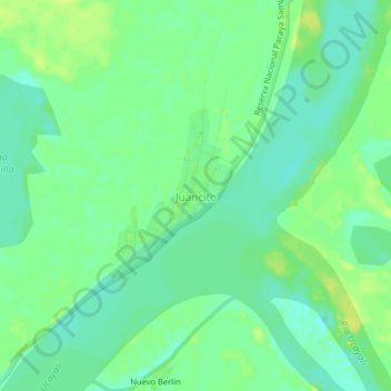 Mapa topográfico Juancito, altitud, relieve