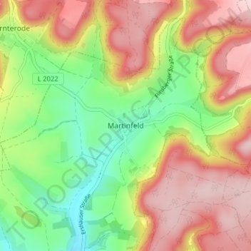 Mapa topográfico Martinfeld, altitud, relieve