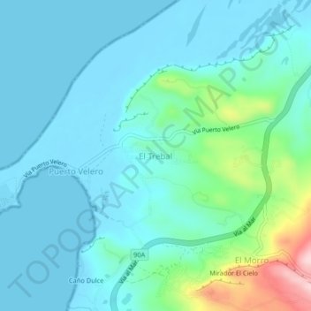 Mapa topográfico El Trebal, altitud, relieve