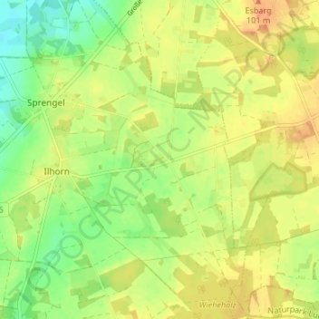 Mapa topográfico Vahlzen, altitud, relieve