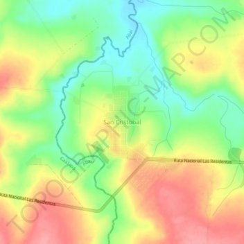 Mapa topográfico San Cristobal, altitud, relieve