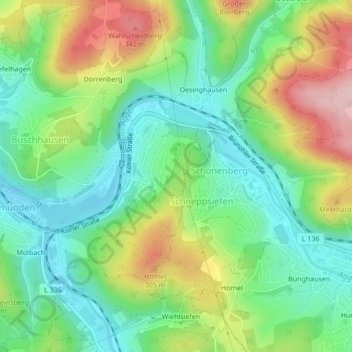 Mapa topográfico Auf'm Löh, altitud, relieve