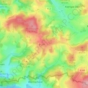 Mapa topográfico Dürener Haus, altitud, relieve