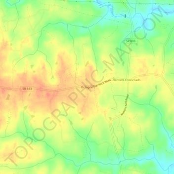 Mapa topográfico Octagon, altitud, relieve