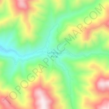 Mapa topográfico San Miguel Peras, altitud, relieve