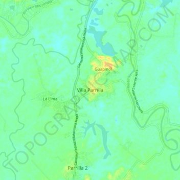 Mapa topográfico Villa Parrilla, altitud, relieve