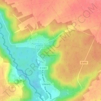 Mapa topográfico Butte de Chaumont, altitud, relieve