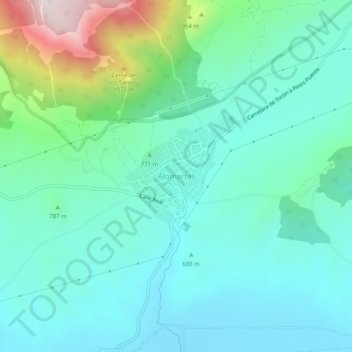 Mapa topográfico Alomartes, altitud, relieve