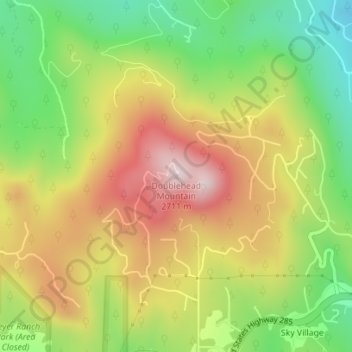 Mapa topográfico Doublehead Mountain, altitud, relieve