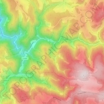 Mapa topográfico Wagnerstal, altitud, relieve