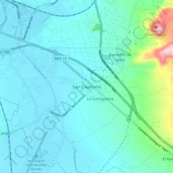 Mapa topográfico San Cayetano, altitud, relieve