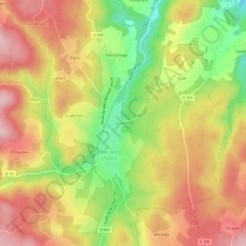 Mapa topográfico La Ferrere, altitud, relieve