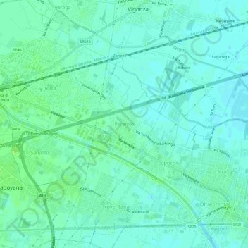 Mapa topográfico Perarolo, altitud, relieve