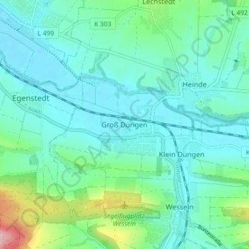 Mapa topográfico Groß Düngen, altitud, relieve