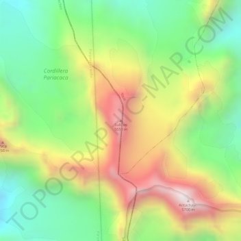 Mapa topográfico Sullcon, altitud, relieve