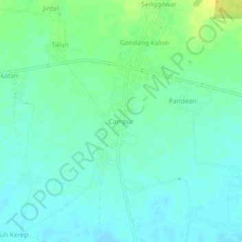 Mapa topográfico Campur, altitud, relieve