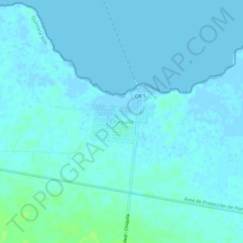 Mapa topográfico Chiquilá, altitud, relieve