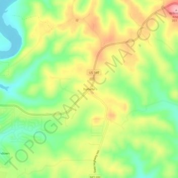 Mapa topográfico Isabella, altitud, relieve