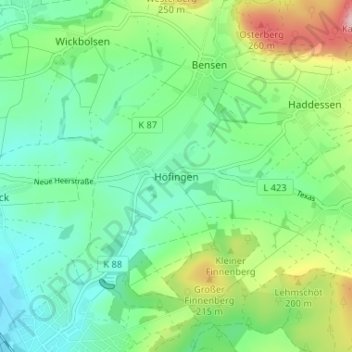 Mapa topográfico Höfingen, altitud, relieve