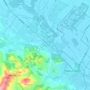 Mapa topográfico Poggetto, altitud, relieve