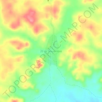 Mapa topográfico 20 de Noviembre, altitud, relieve