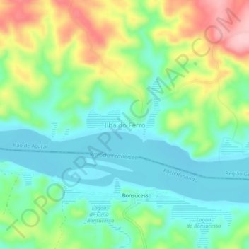 Mapa topográfico Ilha do Ferro, altitud, relieve