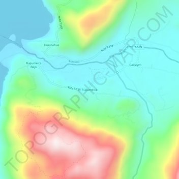 Mapa topográfico Rupumeica, altitud, relieve