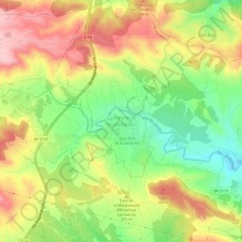 Mapa topográfico Sant Pere de Riudebitlles, altitud, relieve