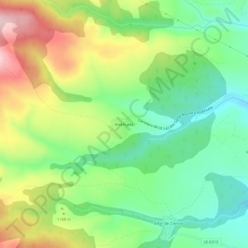 Mapa topográfico Andiñuela, altitud, relieve