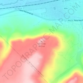 Mapa topográfico Cerro de la Cruz, altitud, relieve