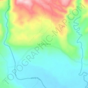 Mapa topográfico La Purisima, altitud, relieve