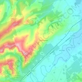 Mapa topográfico Castel Raniero, altitud, relieve