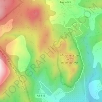 Mapa topográfico Cuerda de la Melera, altitud, relieve