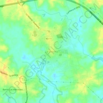Mapa topográfico La Victoria, altitud, relieve