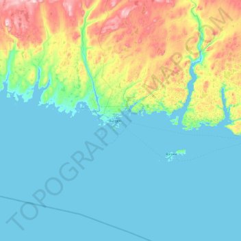 Mapa topográfico Burgeo Islands, altitud, relieve