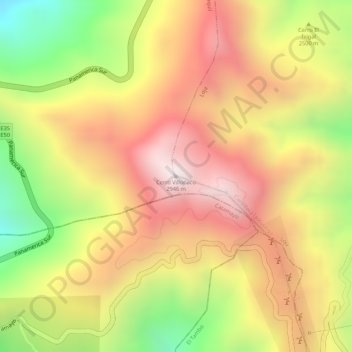 Mapa topográfico Cerro Villonaco, altitud, relieve