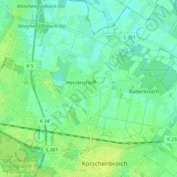 Mapa topográfico Herzbroich, altitud, relieve