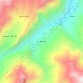Mapa topográfico La Tendida, altitud, relieve