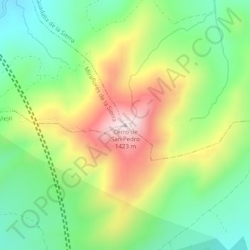 Mapa topográfico Cerro de San Pedro, altitud, relieve