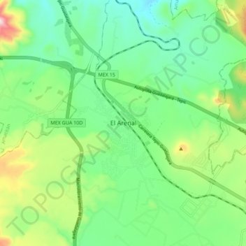 Mapa topográfico El Arenal, altitud, relieve